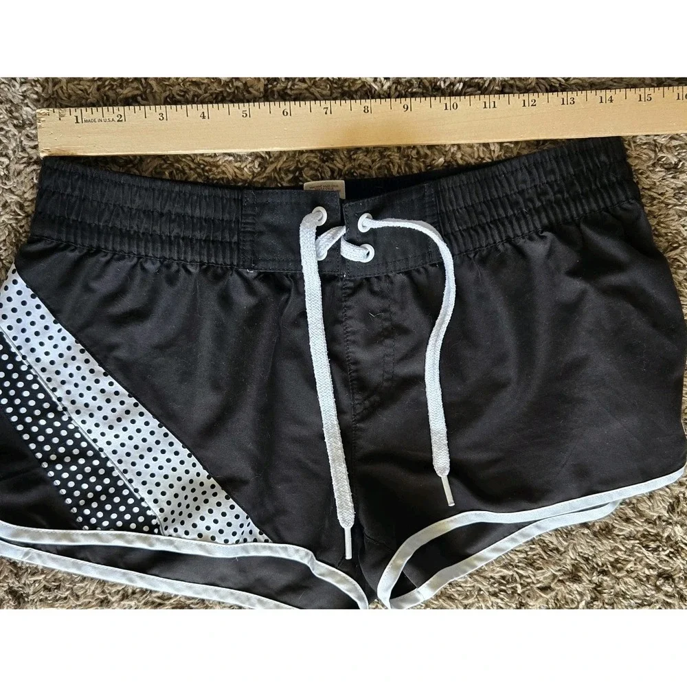 OP Ocean Pacific Girls Board Shorts Black White Polka Dot Swim Size M 7-9
